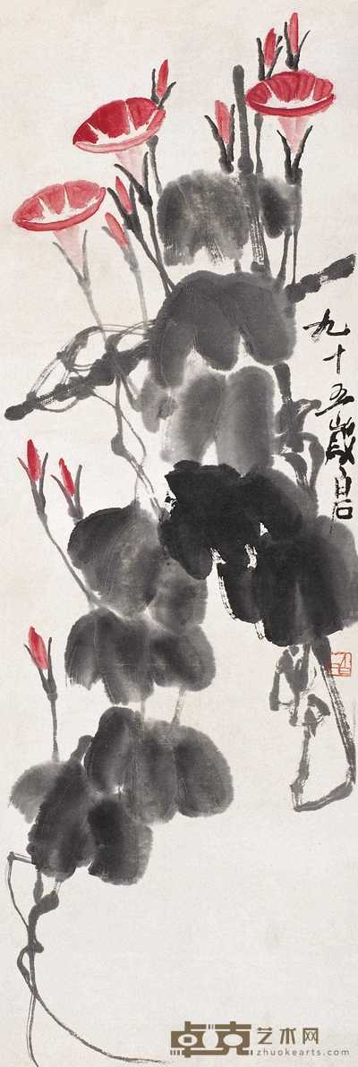 齐白石 牵牛花 立轴 102×34cm